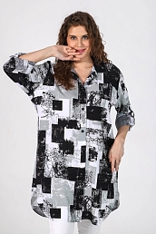 Женская Туника-рубашка Сага-3 / Серо-зеленая