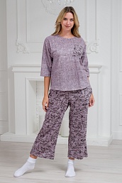 Пижама (джемпер и брюки) из кулирки Жасмин / Льняная палитра бордо