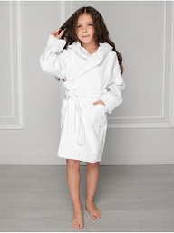 Детский халат махровый с вышивкой Белый / Мишка