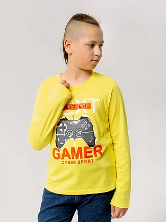 Детский лонгслив "Gamer" арт. дк69жй / Желтый